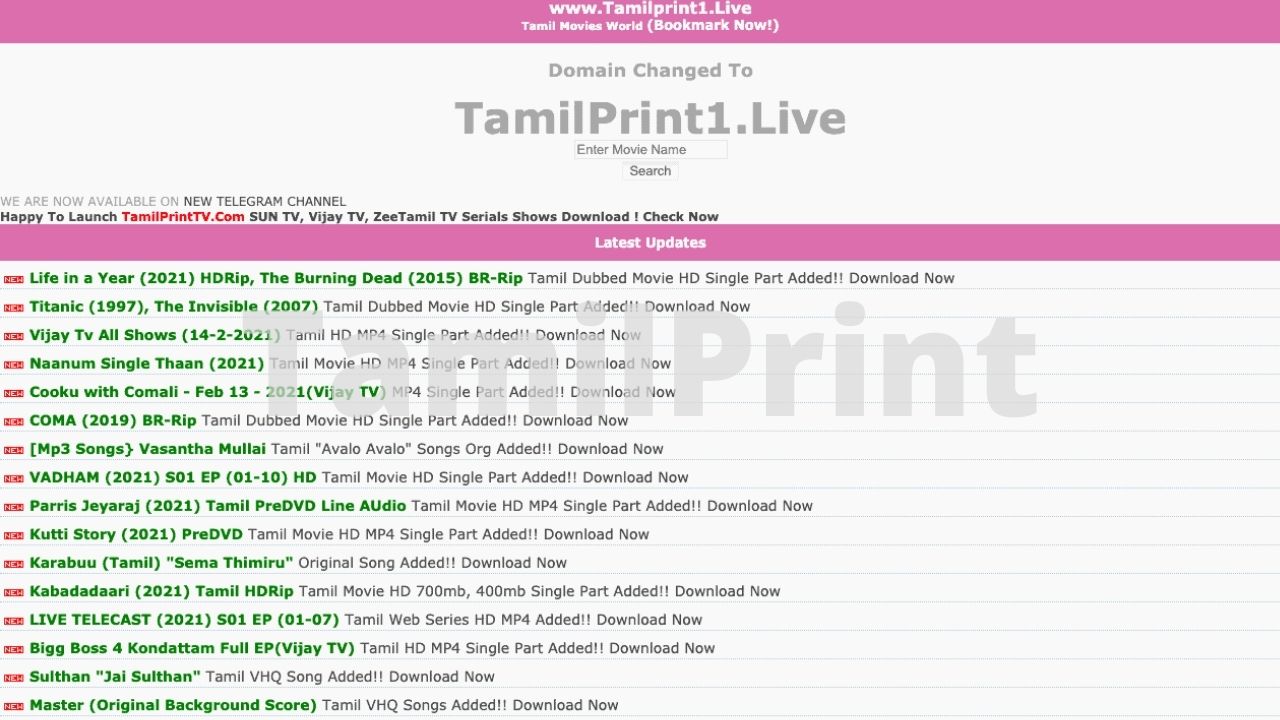 Tamilprint 2021: Tamilprint cc Tamil HD 720p Dubbed Movies Download, Tamil Movies Website Updates